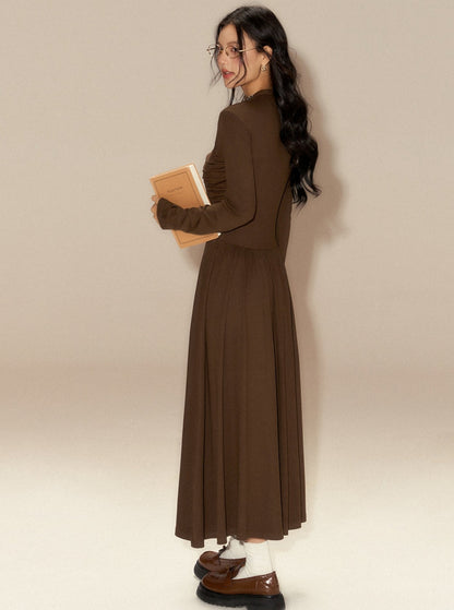 Preppy brown maxi dress