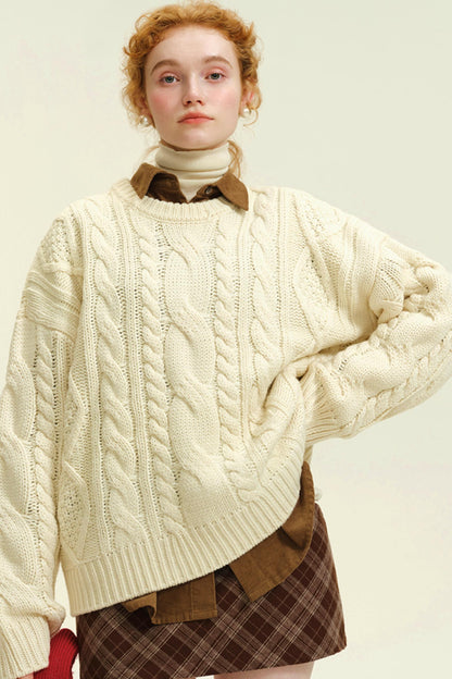 Twisted Cable Thick Knit Sweater 