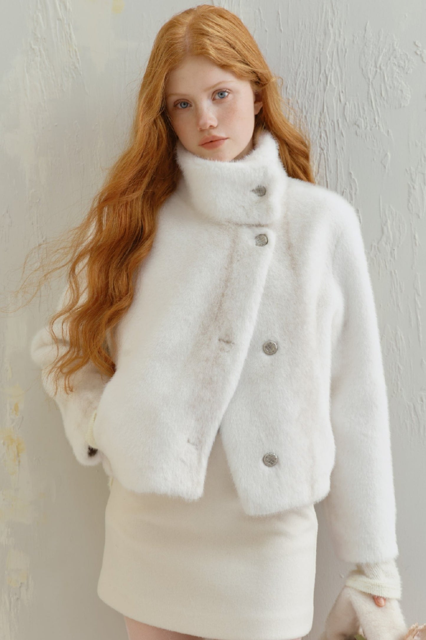 WHITE MINK FUR SHORT COAT