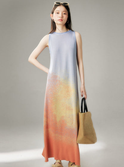 Gradient Ribbed Tencel Maxi Dress