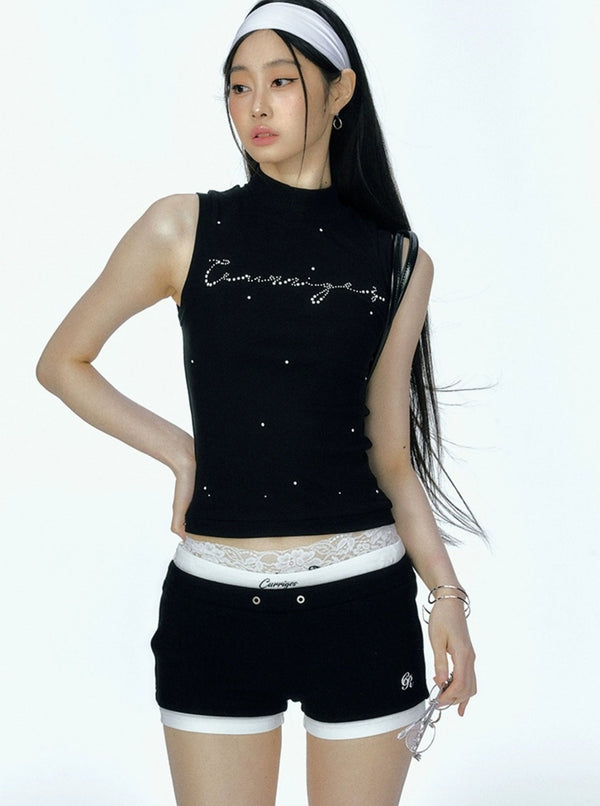 Stretch Sleeveless Turtleneck Top