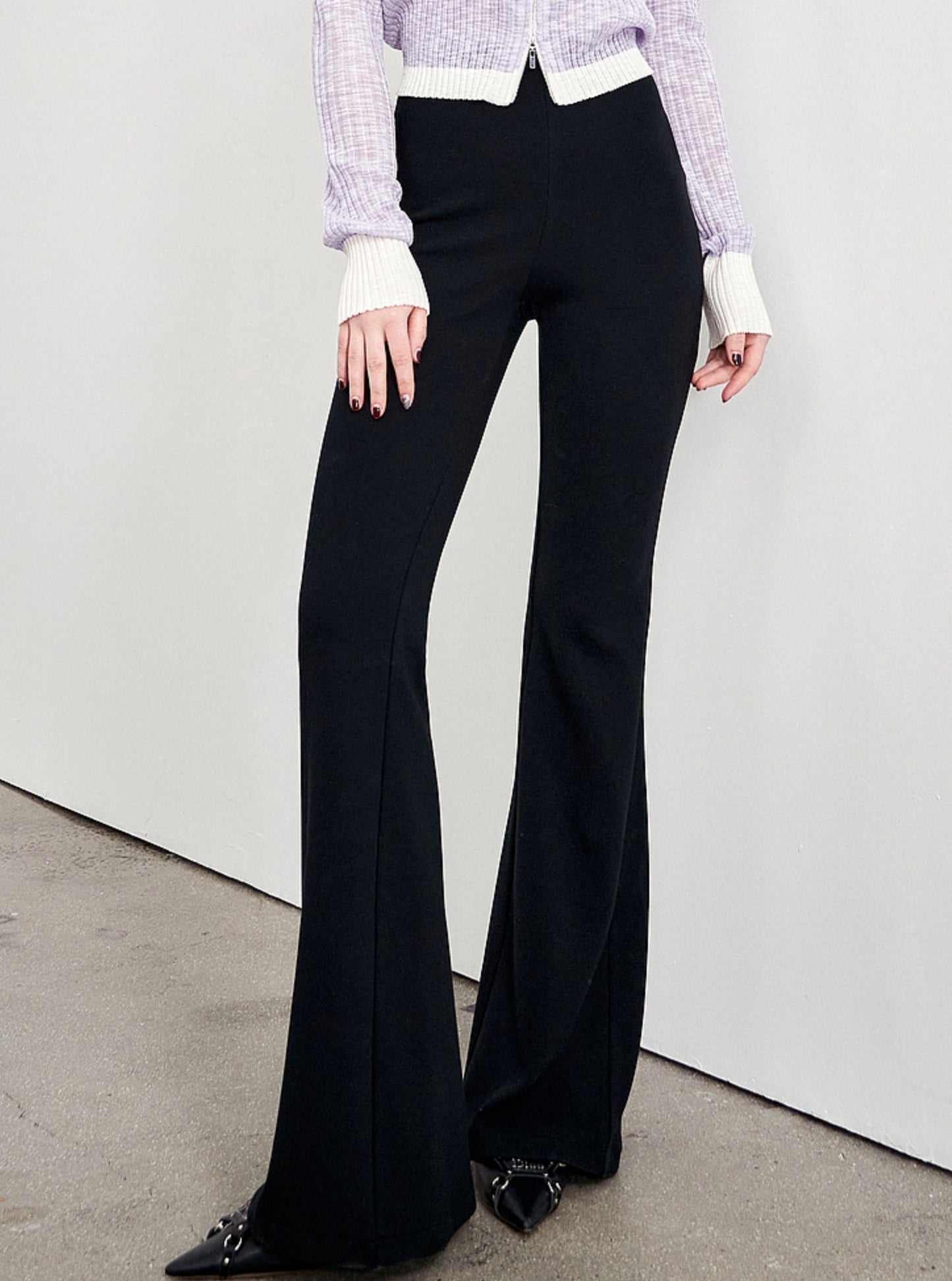 High-Waisted Black Flared Pants