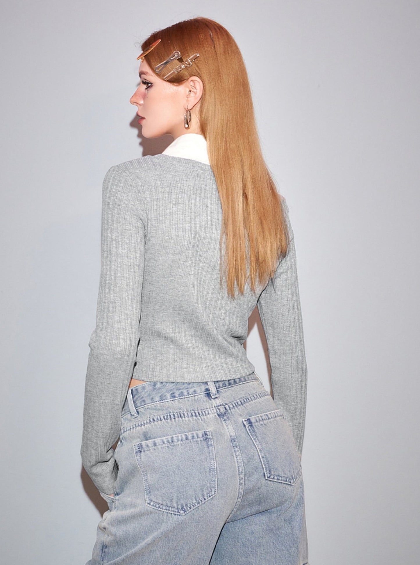 Fake Two-Piece College Knit Top