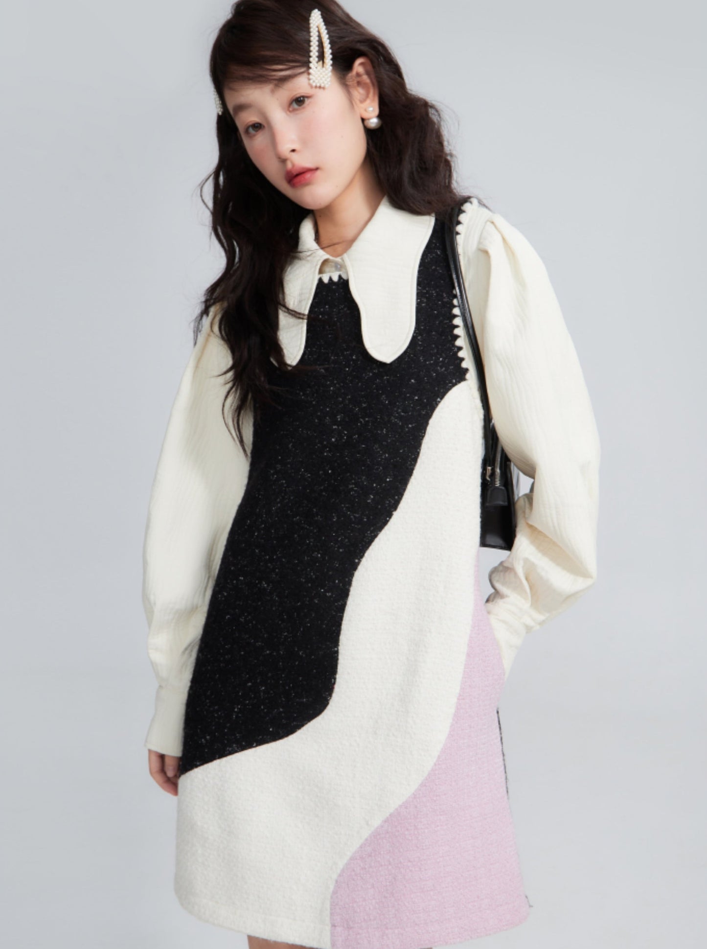 Fragrance wool tweed vest dress