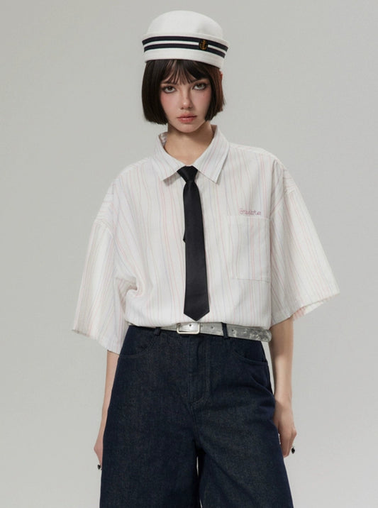 American Campus Stripe Embroidered Shirt