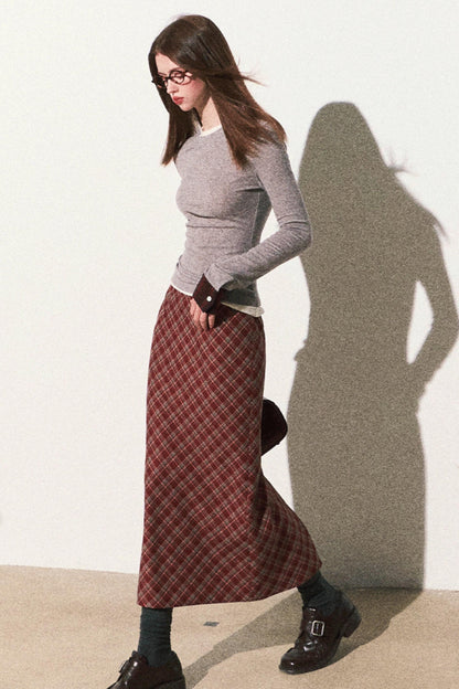 Retro Split Long Skirt