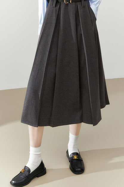 Gray Classic Retro Pleated Skirt