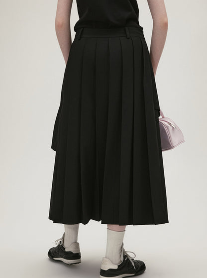 Mid-High Waisted Double Pleat Skirt