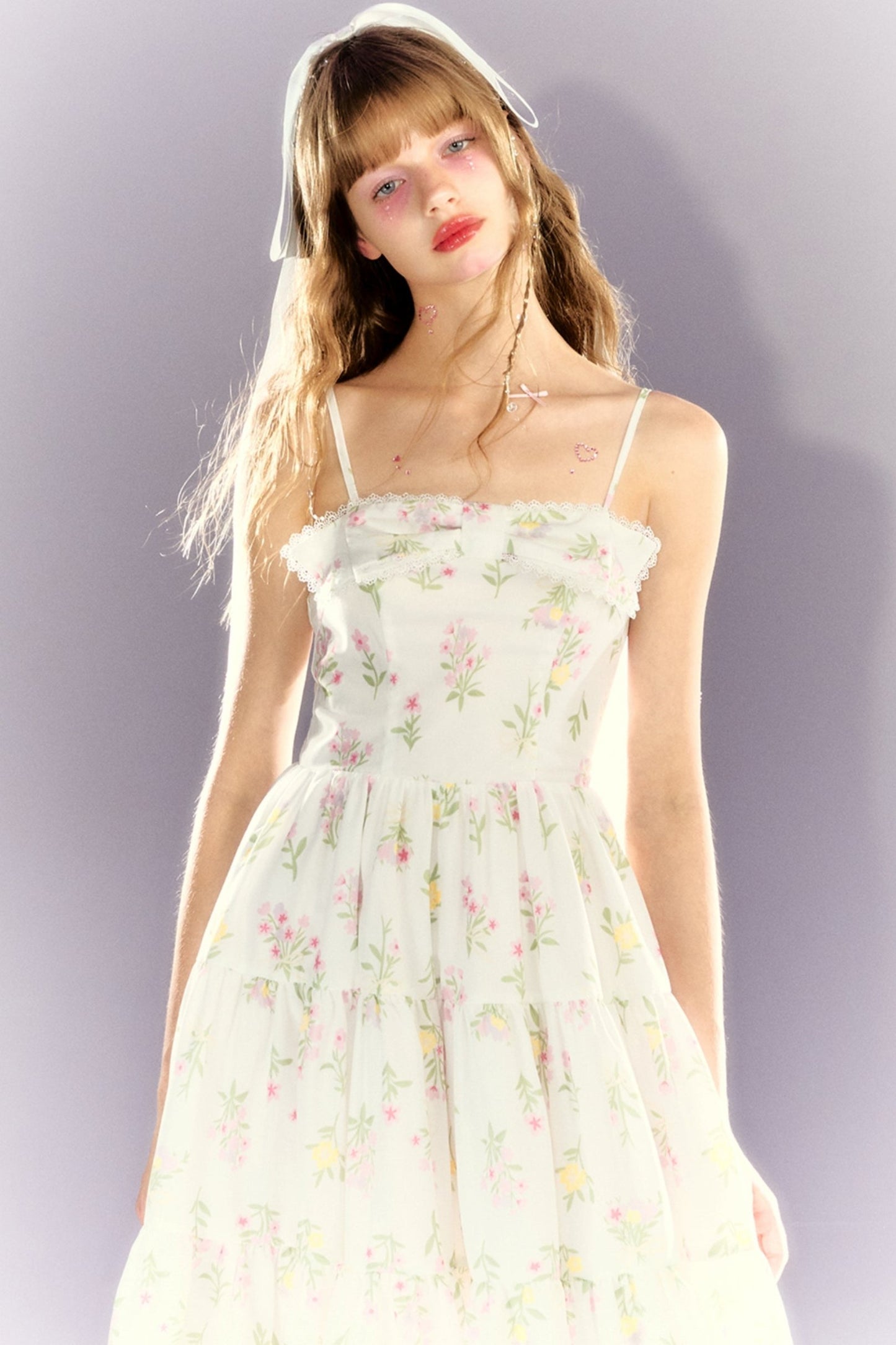 Lace Bow Cinched Slip Dress