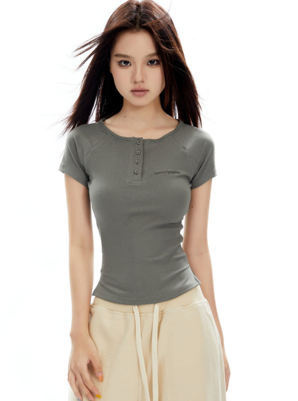 Round Neck Tight Short Sleeve T-Shirt