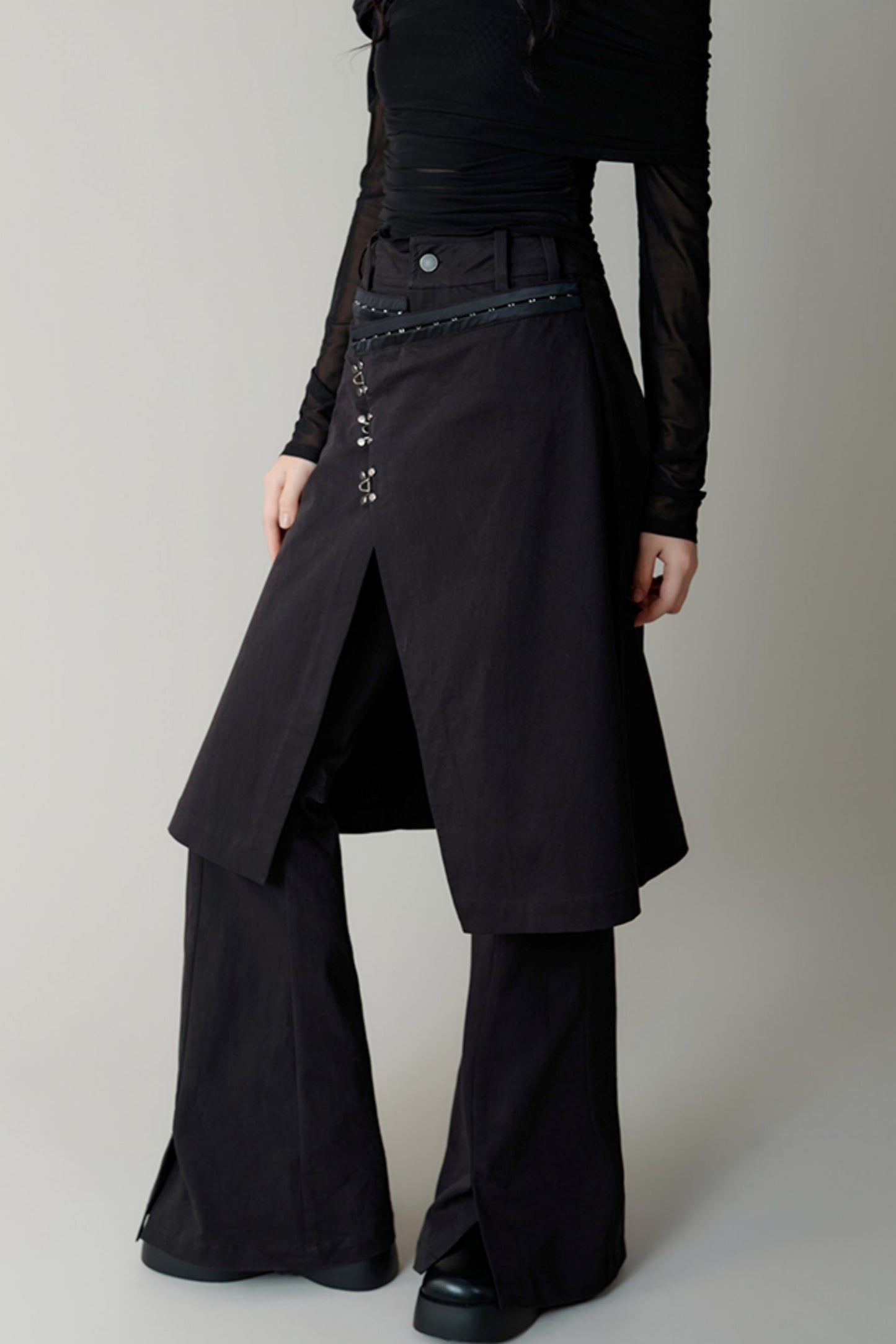 High Waisted Flared Skirt Pants