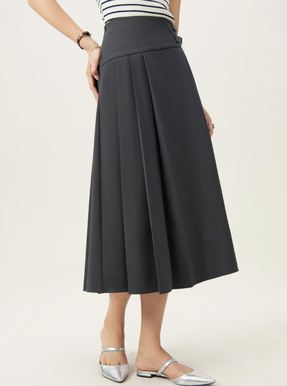 Gray Temperament Mid-Length Skirt