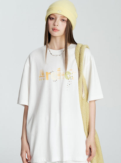 Check Letter Print T-Shirt