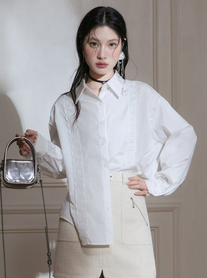 Jade White Lace Ribbon Shirt