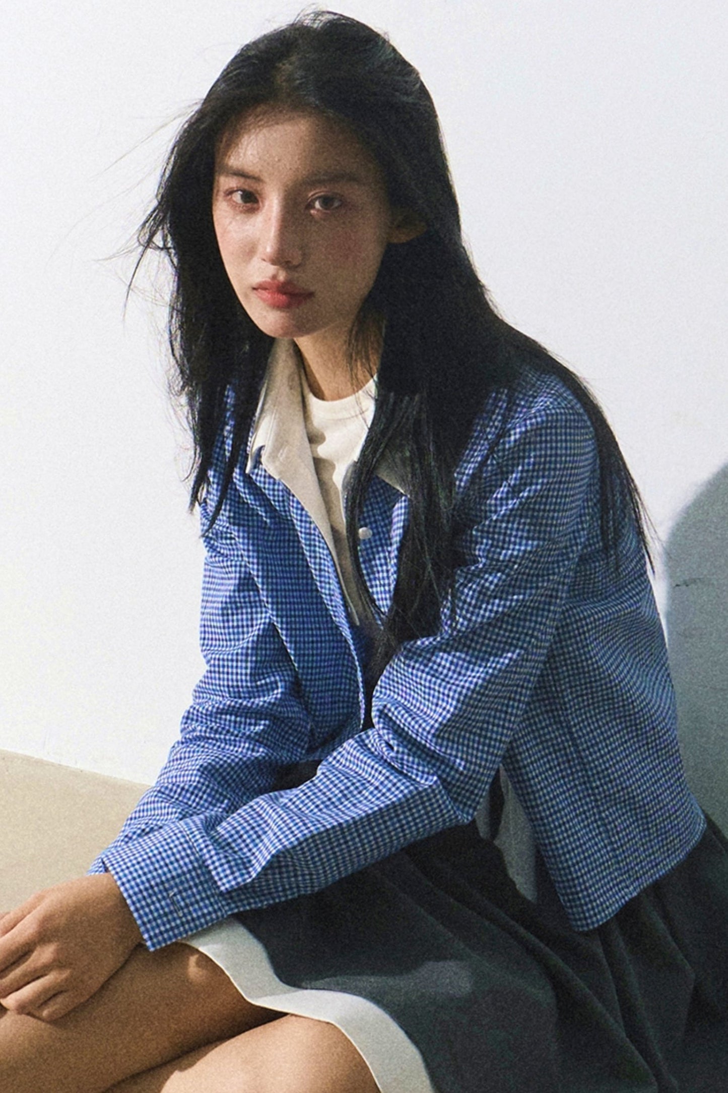 Chemise à deux couches faussement brodée 