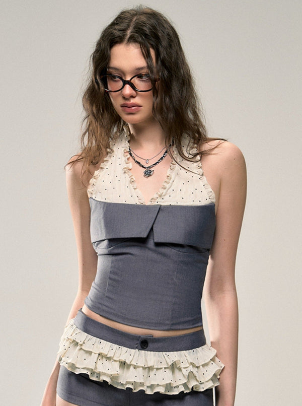 Textured Halterneck Two-Piece Set-Up