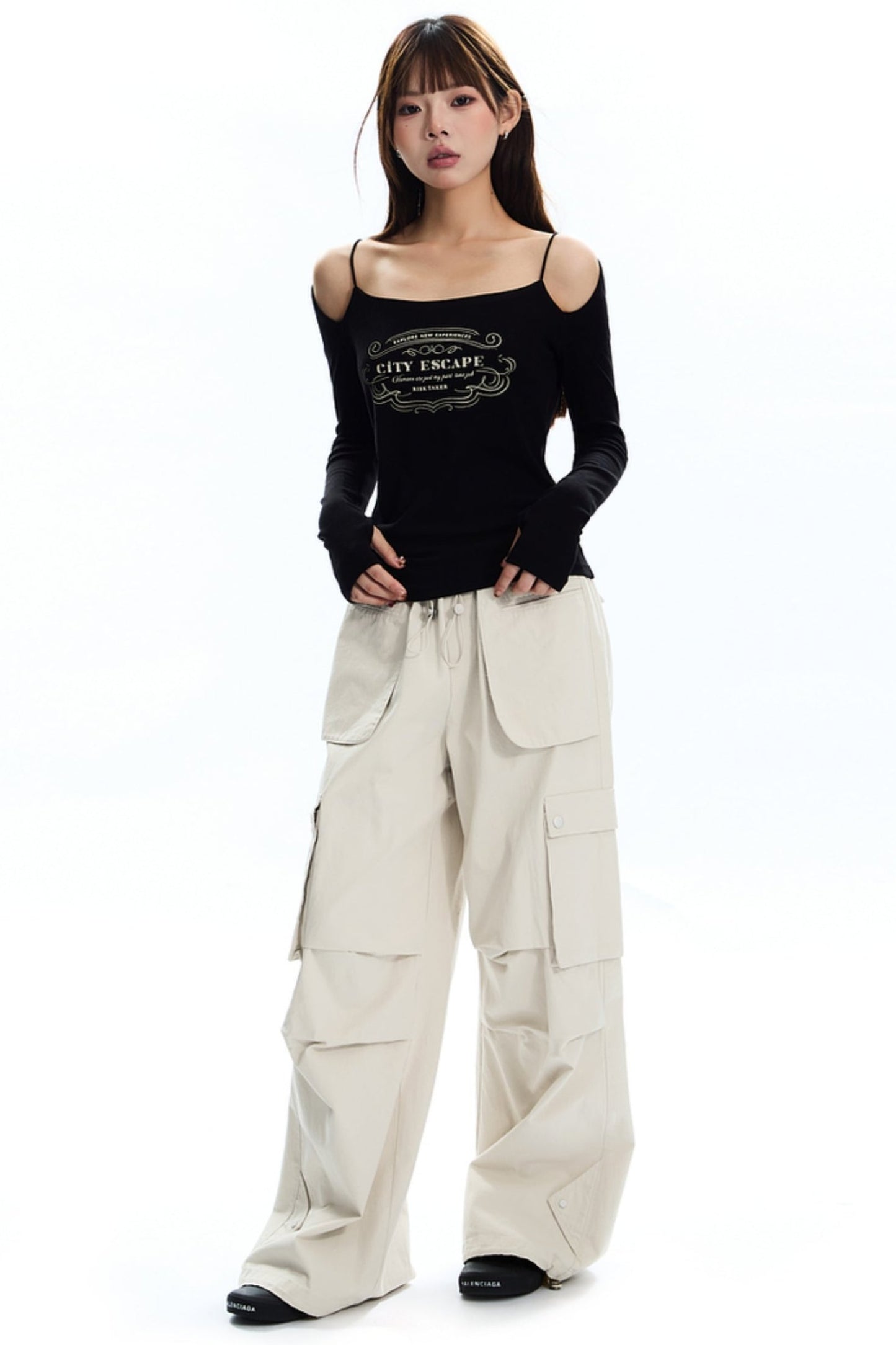 Drawstring Pocket Cargo Pants