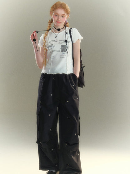 Drawstring Wide Leg Pants