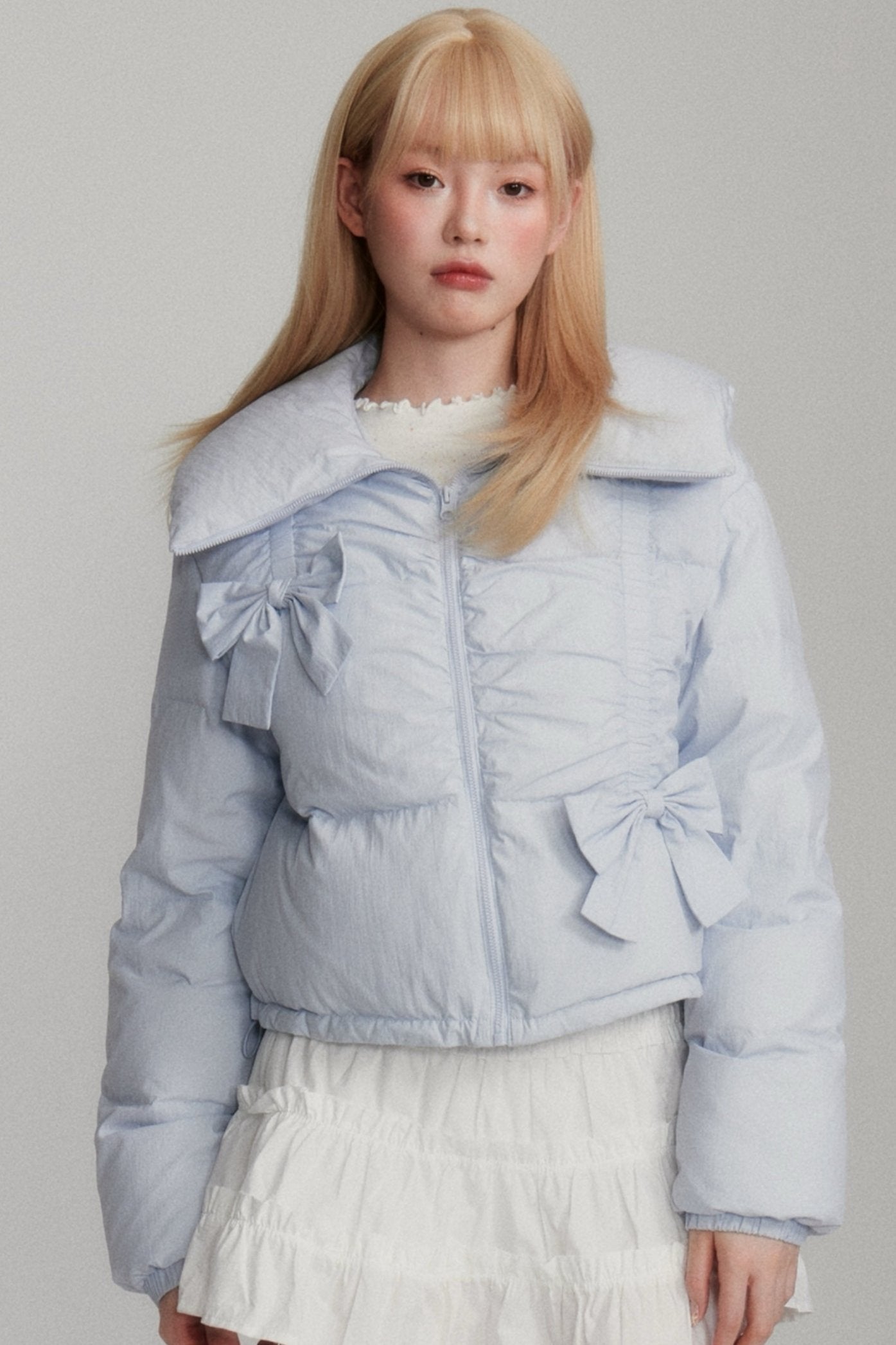 Short Blue Down Jacket