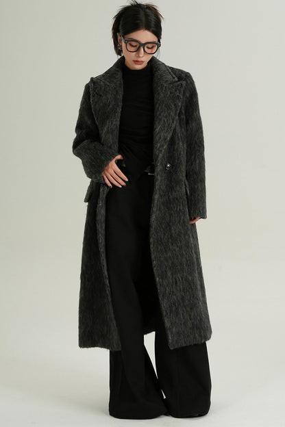 Classic Long Wool Tweed Coat