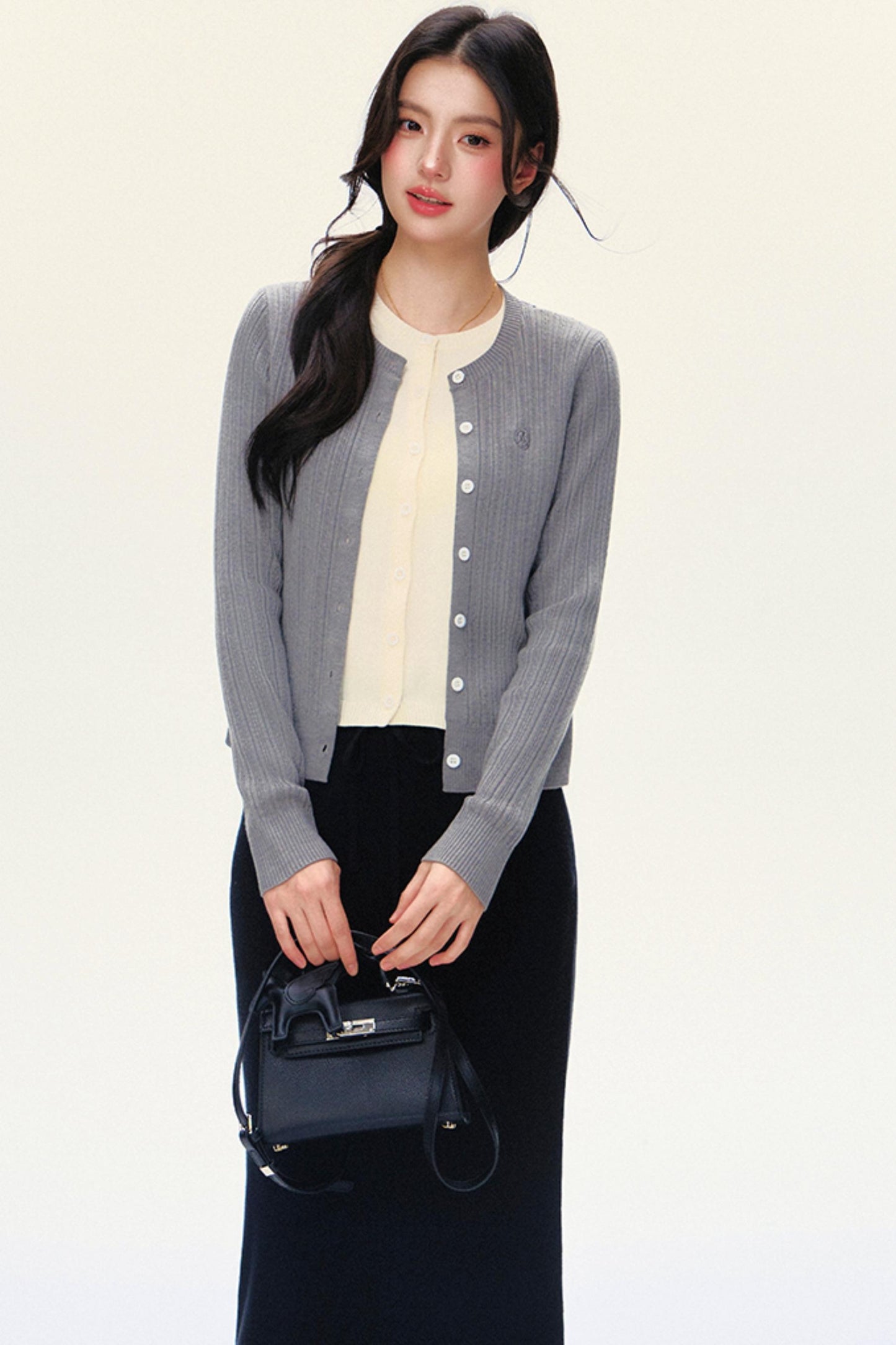Double-Layer Slim Knit Cardigan