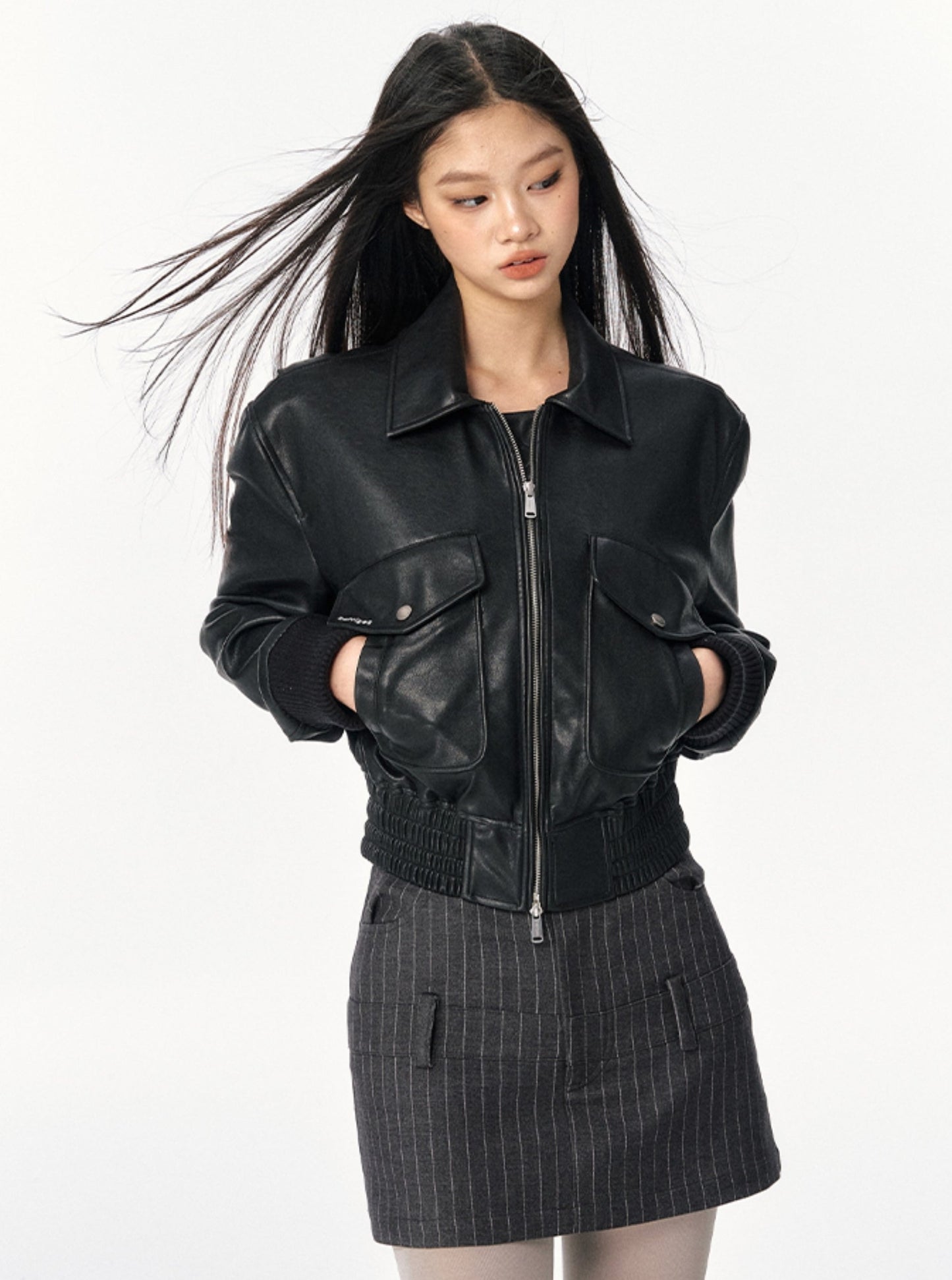 American Retro Short Black Leather Jacket