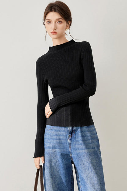 Stitching Crew Neck Pullover Top