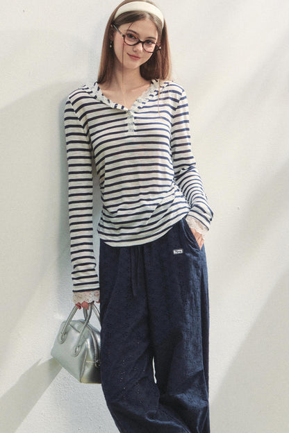 Short-Sleeved Lounge Knit Slacks Set-Up