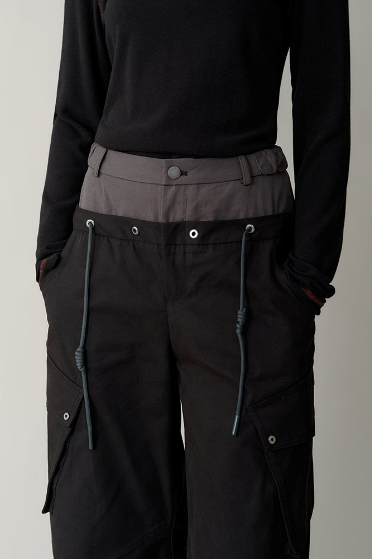 Drawstring Stitched Cargo Pants