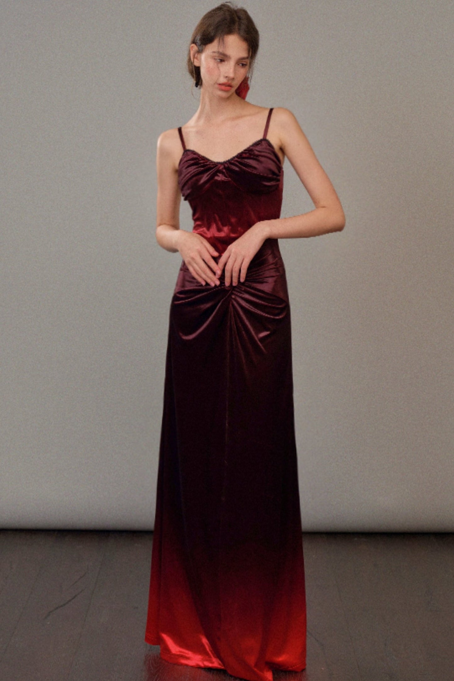 [9.19 20 o'clock new] gunsmoke rose velvet slip dress women's long temperament thin skirt