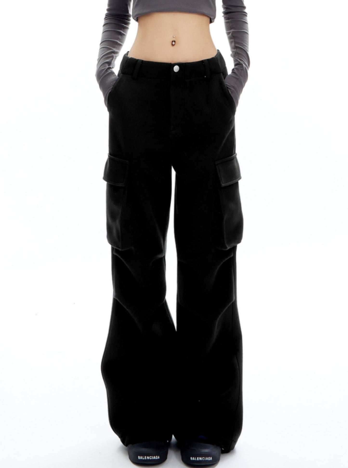 Pleated Loose Skinny Leggings Cargo Pants