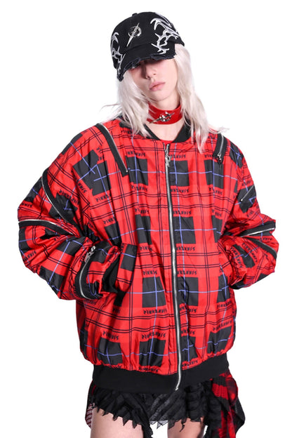 Flame Red Punk Padded Jacket