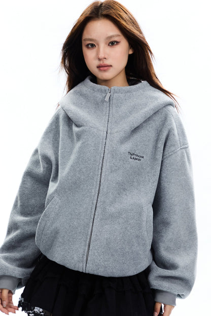 Loose Fit Zipper Fleece Jacket