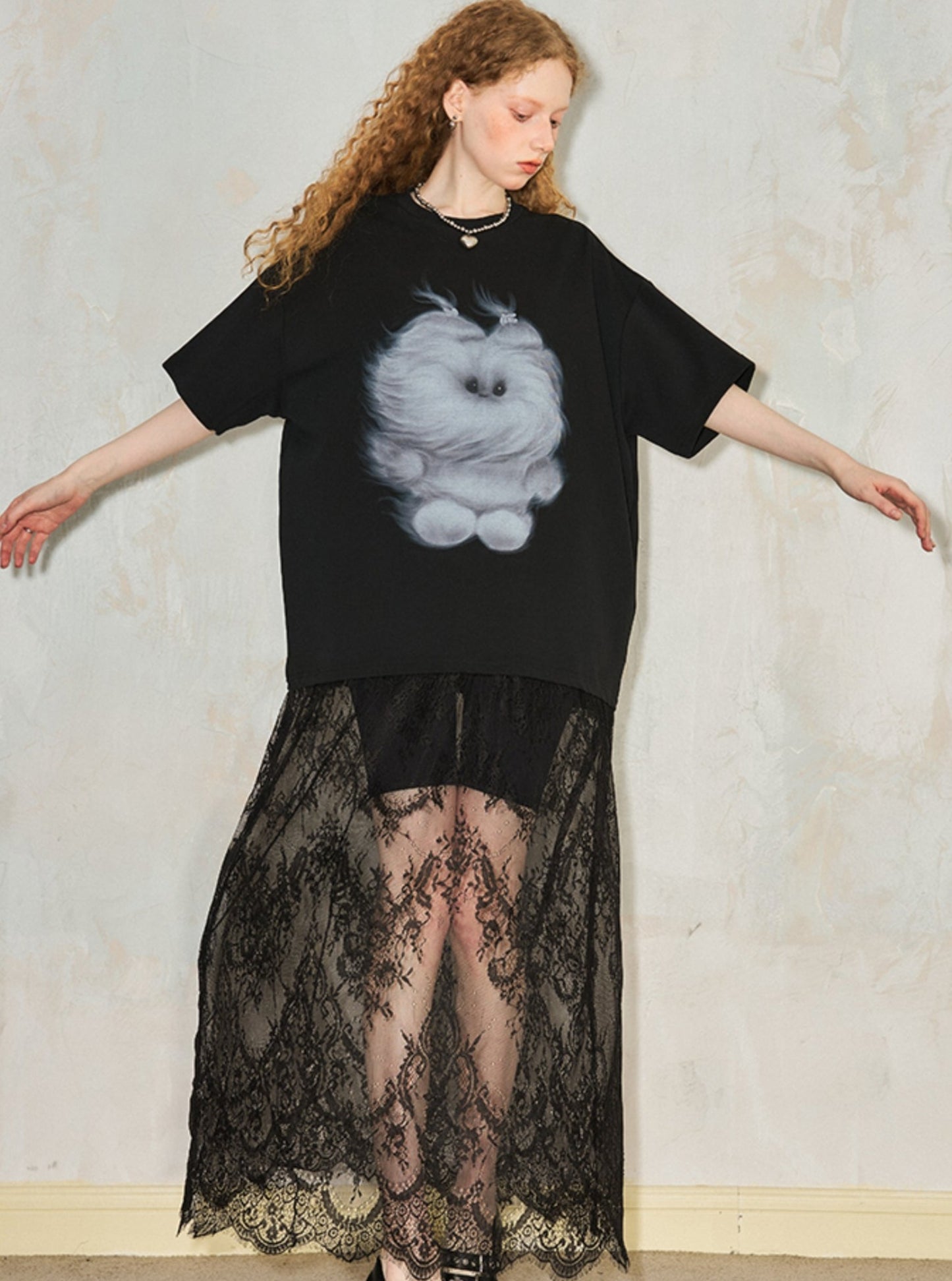 T-Shirt-Kleid mit Monster-Print