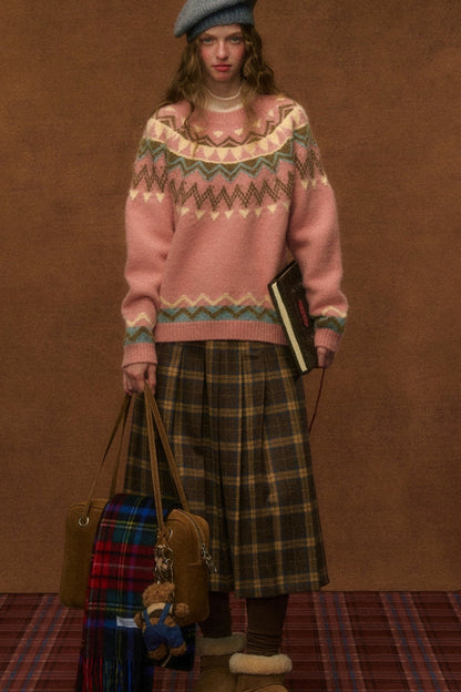 Winter Woolen Plaid Skirt