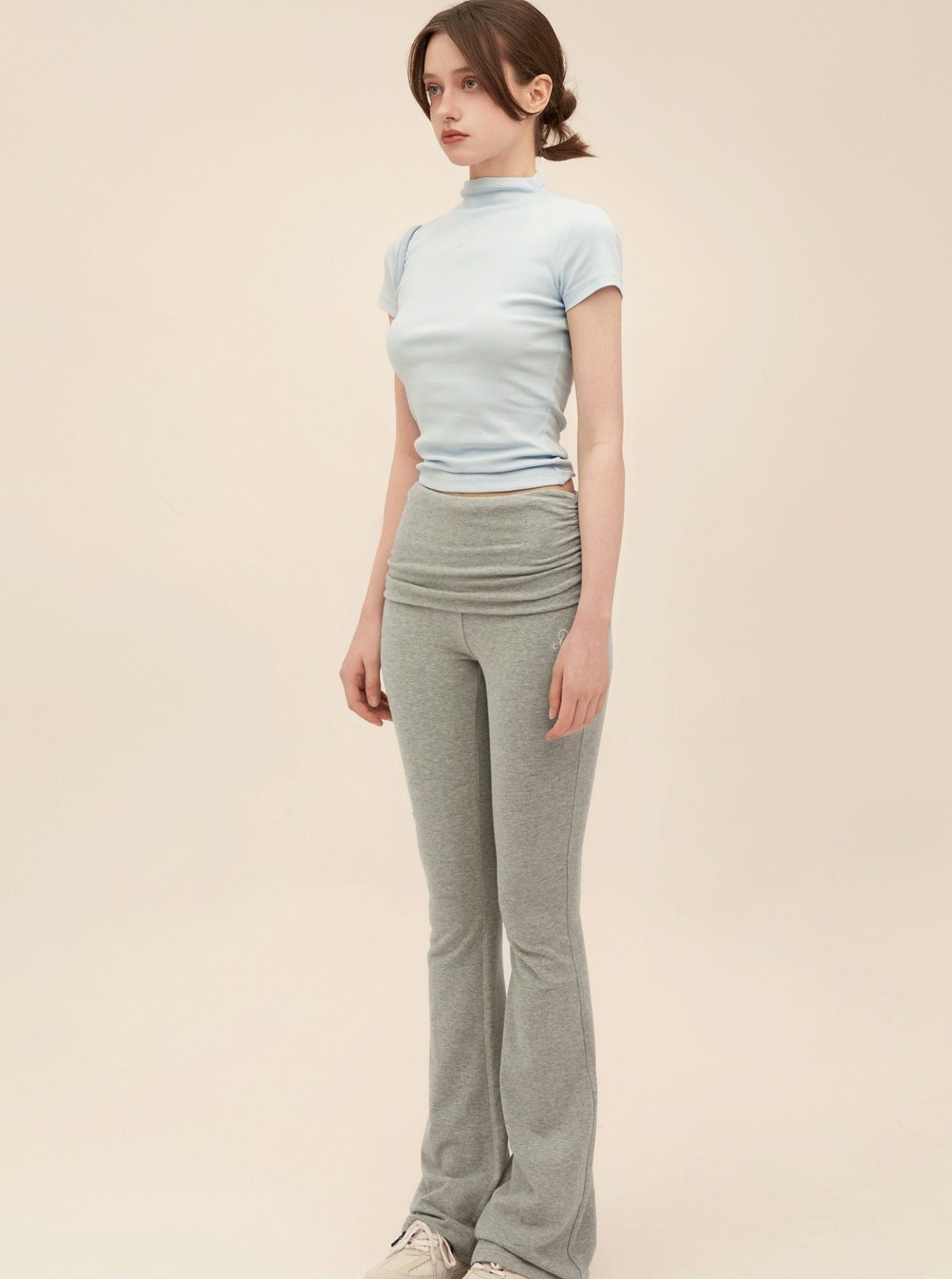 Cuffed Drape Bootcut Pants