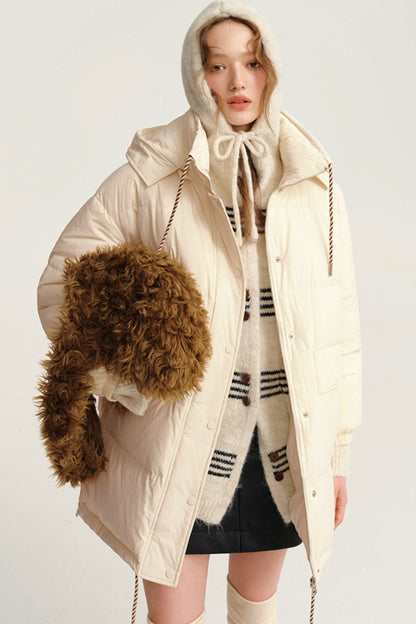 Designer Plus Mid-Length Down Jacket