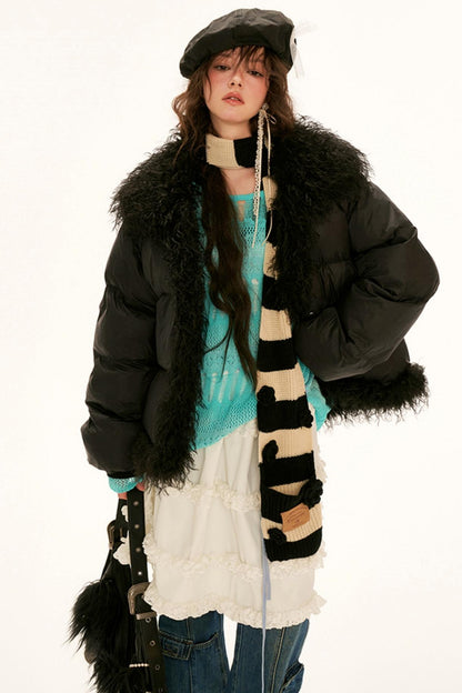 Wool High Neck Puffer Jacket