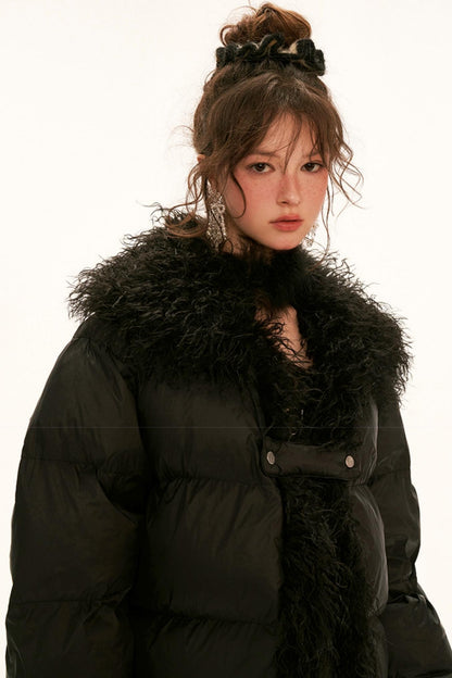 Wool High Neck Puffer Jacket