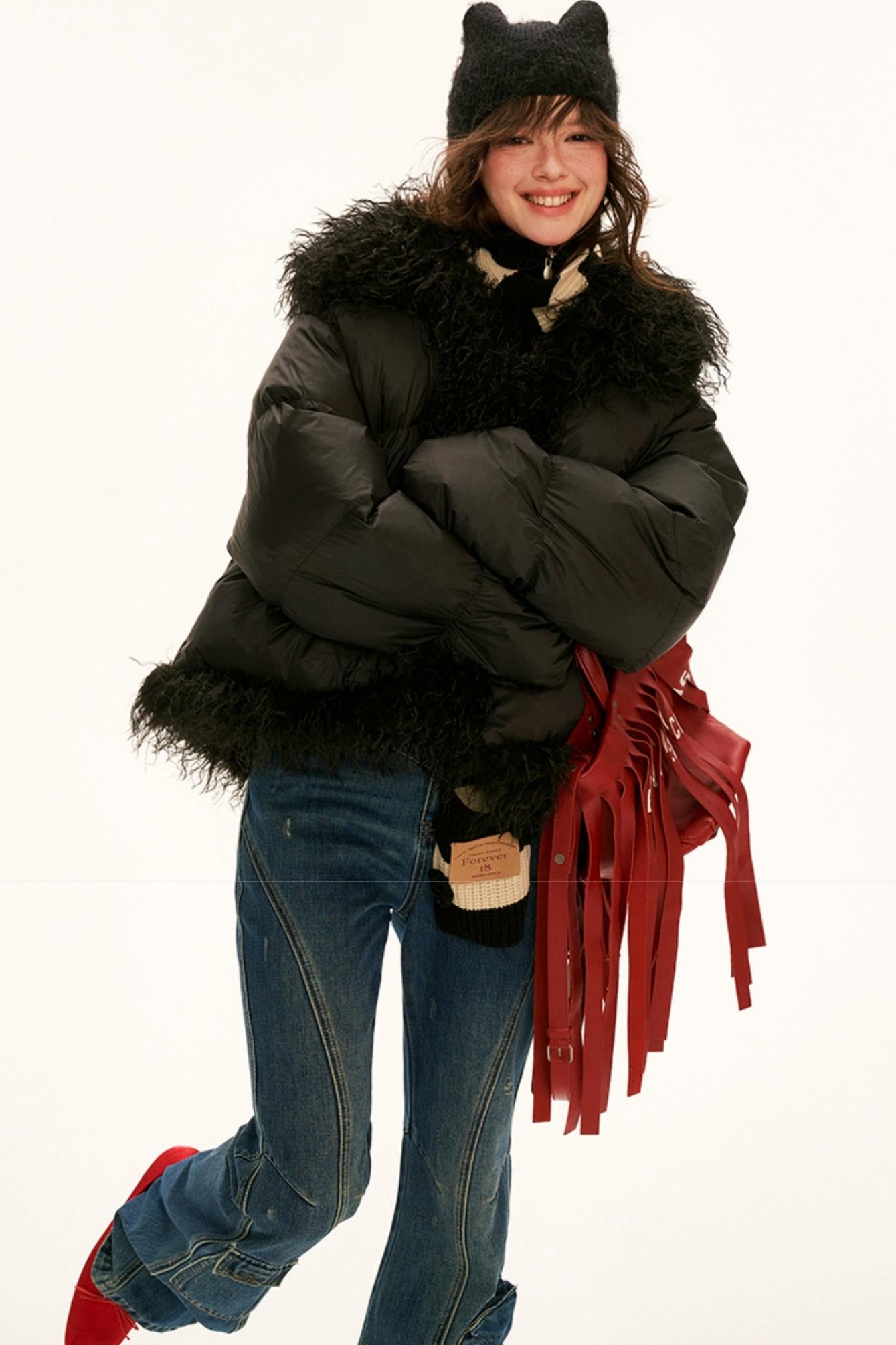 Wool High Neck Puffer Jacket