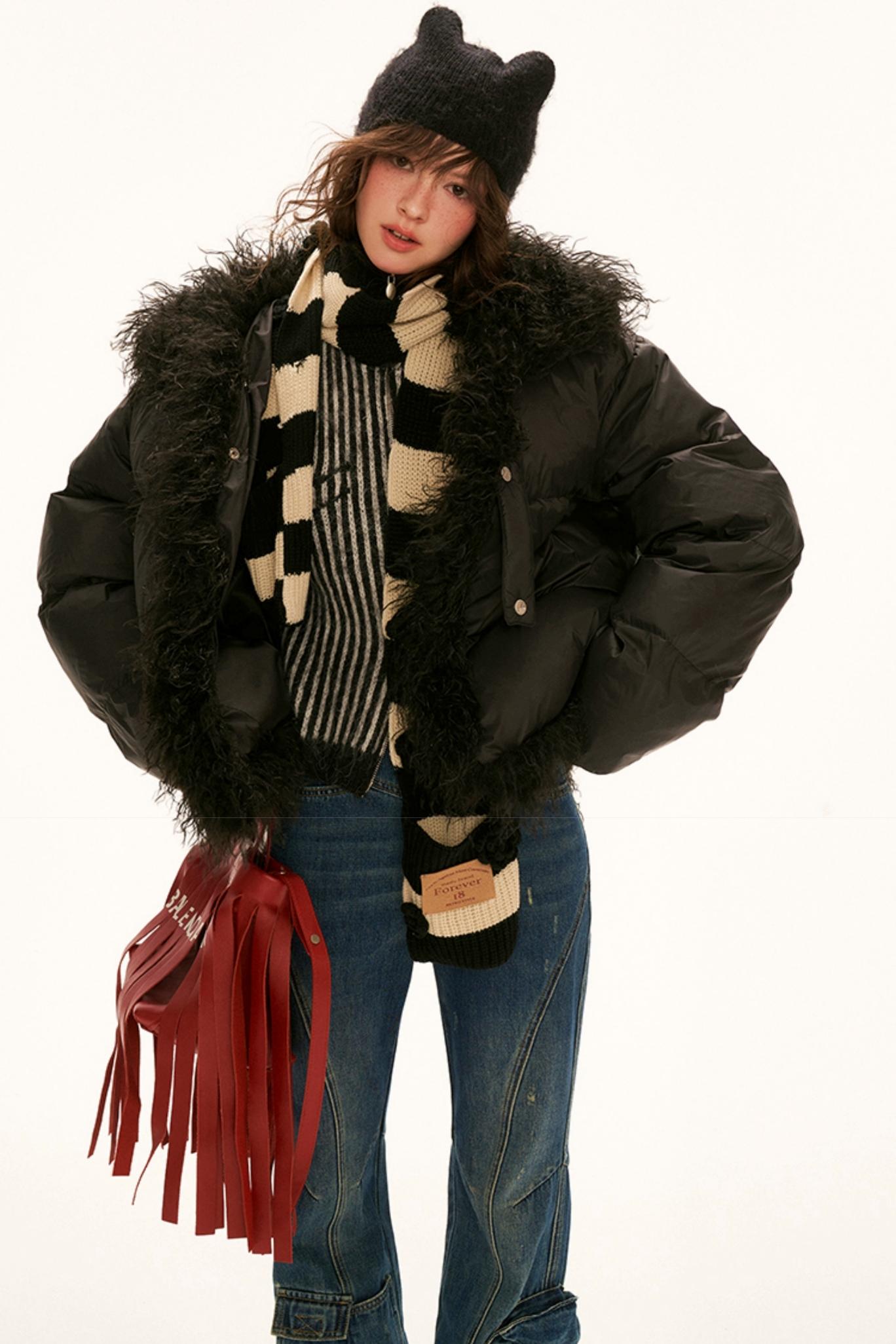 Wool High Neck Puffer Jacket