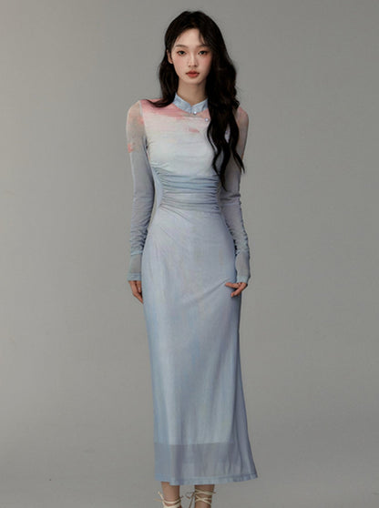 Chinese long-sleeved dress