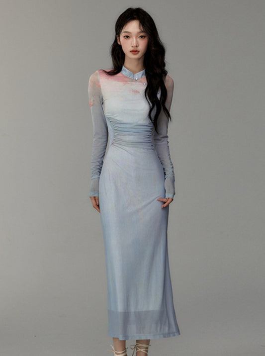 Chinese long-sleeved dress