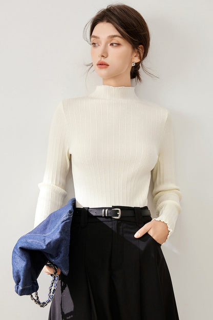 Stitching Crew Neck Pullover Top