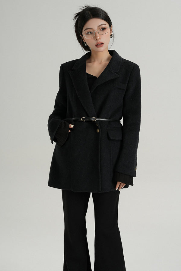 Fashionable Tweed Belted Jacket