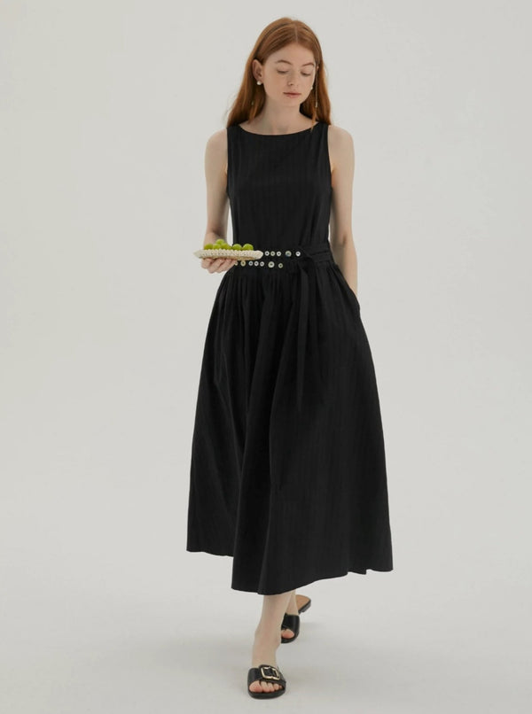 Shell Belt Sleeveless Midi Dress