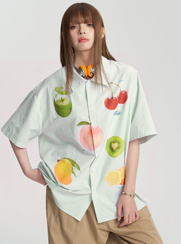 Fun Vertical Fruit Stripe Shirt