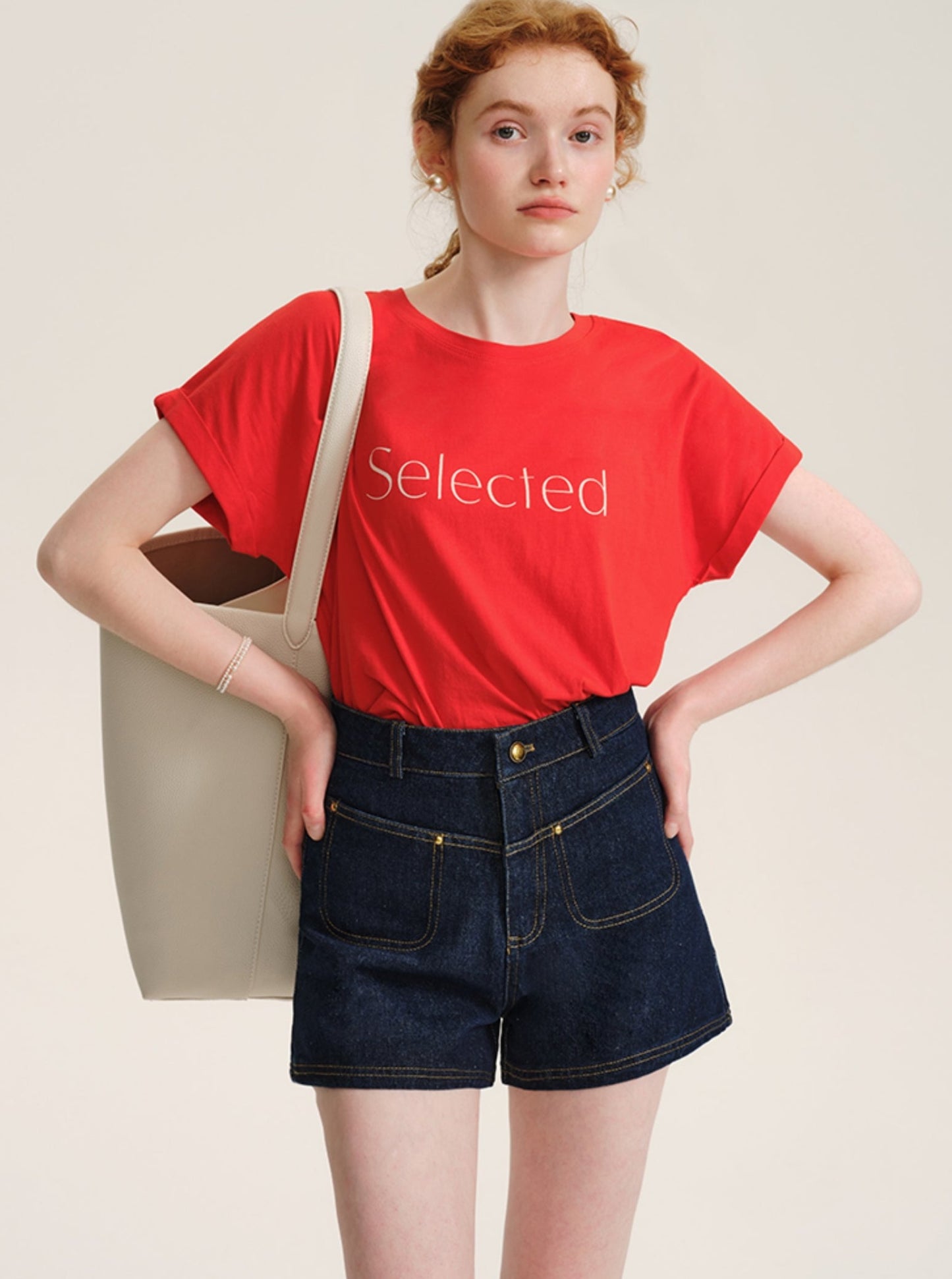 Red Round Neck Cotton Crop Top