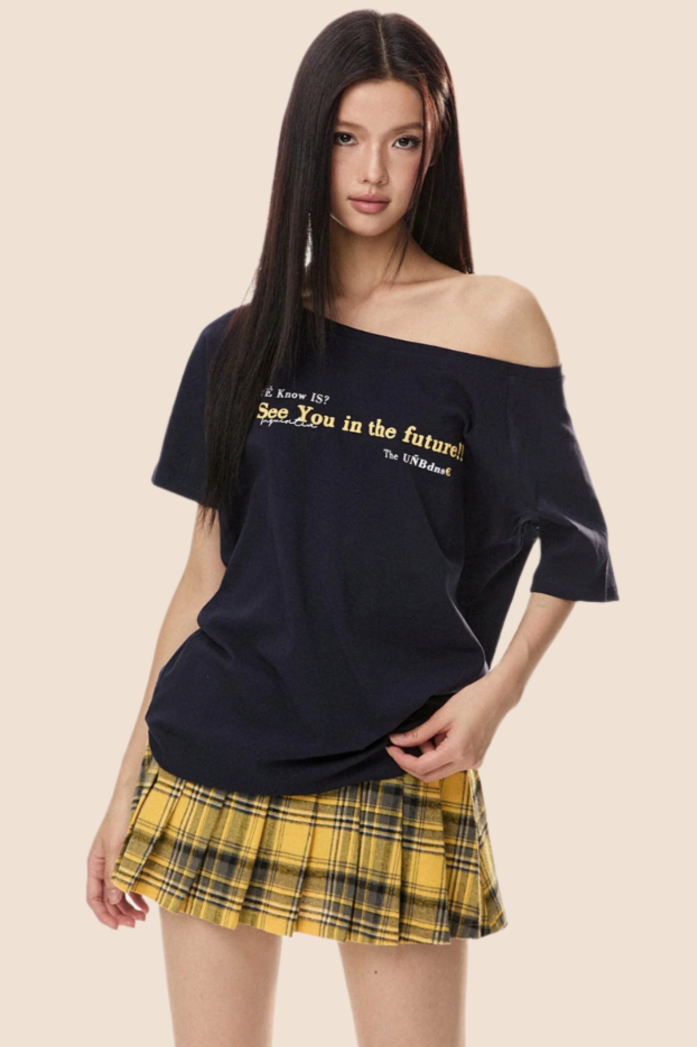 Retro Loose Off Shoulder T-Shirt