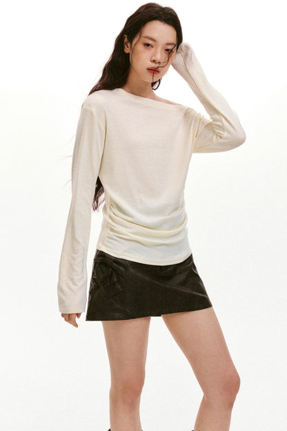 Lyocell Wool Slanted Shoulder Shirt